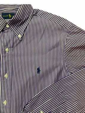 Ralph Lauren Purple & White Striped Men’s Button-Down Shirt